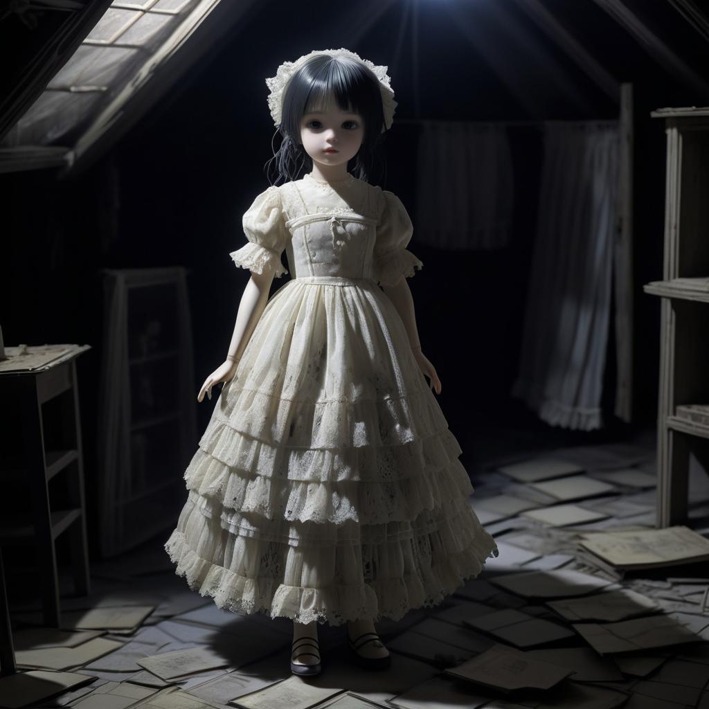 Haunted Doll in Dark Anime Style