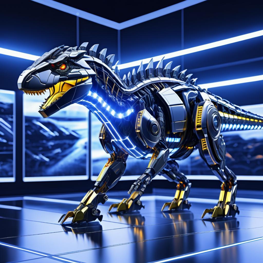 Futuristic Robotic Allosaurus with Solar Power