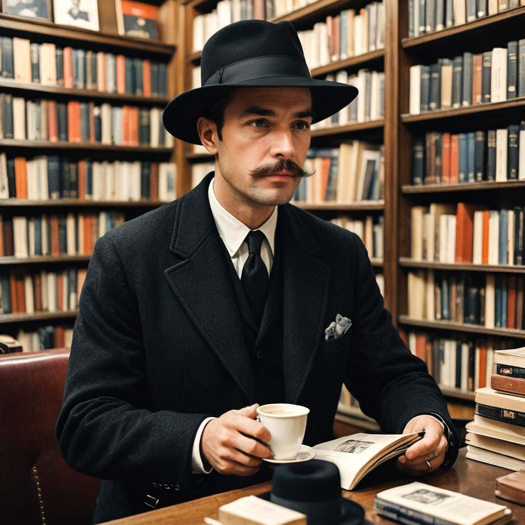 Sophisticated Gentleman at Vintage Bookstore