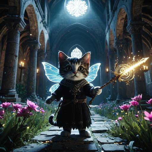 Fairy Cat Mage in Ancient Monastery