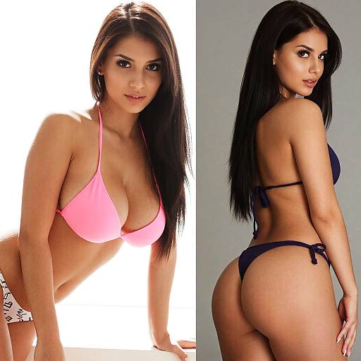 Woman in Two Stylish Bikini Poses