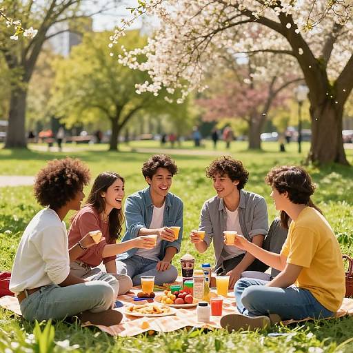 Friends Sharing Joyful Picnic Moments