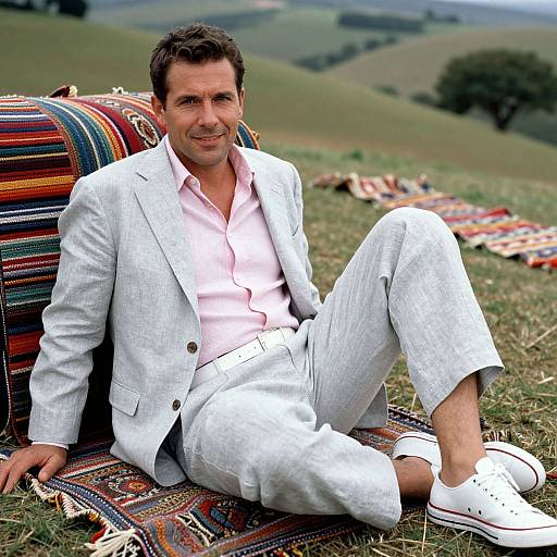 Stylish Man in Pastel Casual Attire