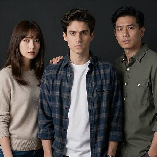 Portrait of Three Diverse Adults with Serious Expressions