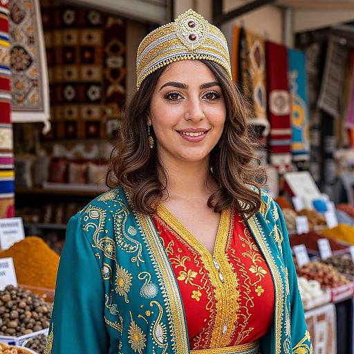 Realistic Portrait of Tunisian Woman in Traditional Costume