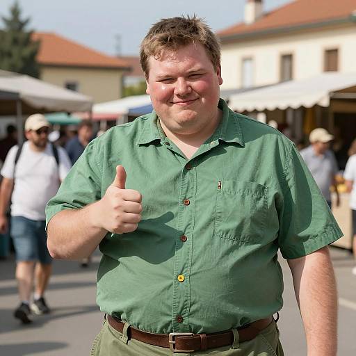 Cheerful Plus Size Man at Market
