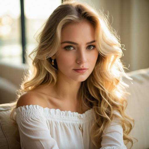 Blonde Woman in White Off-Shoulder Top