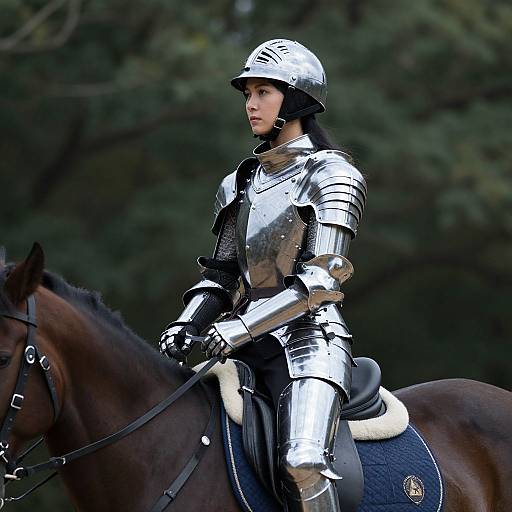 Armored Lady Rider on Horseback