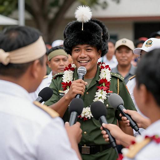 Joyful Military Ceremony in Vibrant Setting