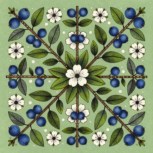 Colorful Folk-Art Floral Branches