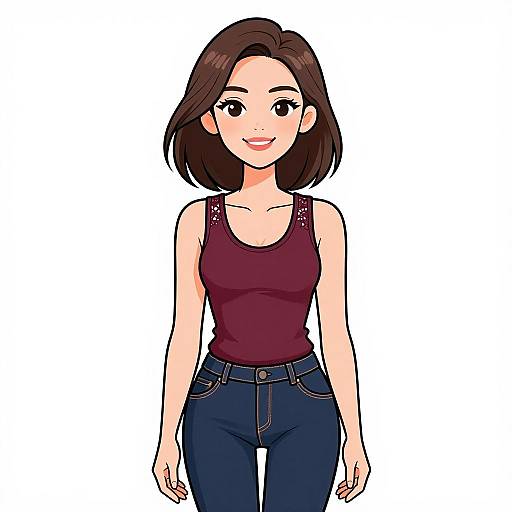 Smiling Woman in Casual Maroon Top