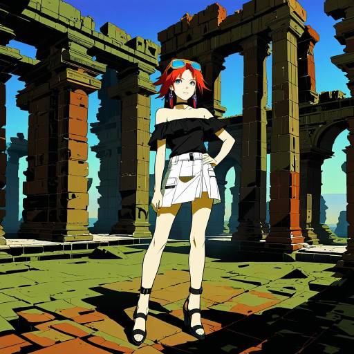 Contemplative Girl Among Ancient Ruins