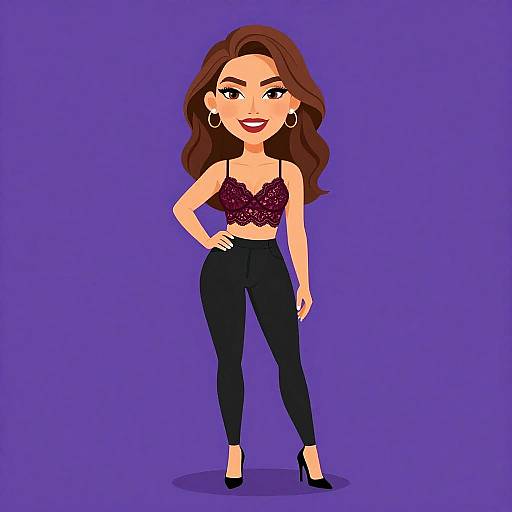 Smiling Woman in Burgundy Lace Crop Top