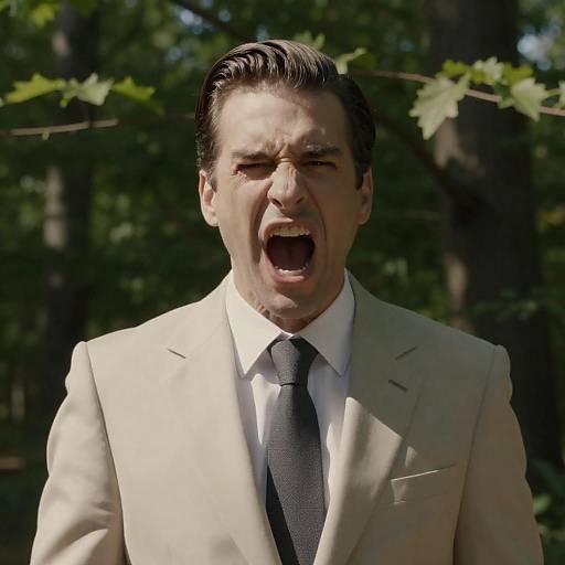 Intense Scream in Sunlit Forest