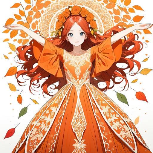 Elegant Autumnal Redhead in Flowing Dress Elegant Autumnal Redhead in Flowing Dress