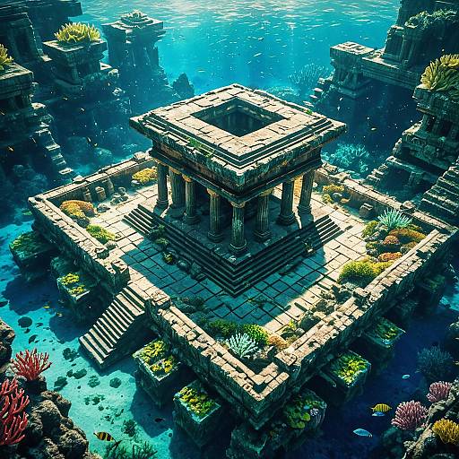 Ancient Sunken Temple in Coral Reef