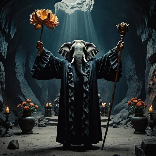 Elephant-Headed Figure in Dark Ritual