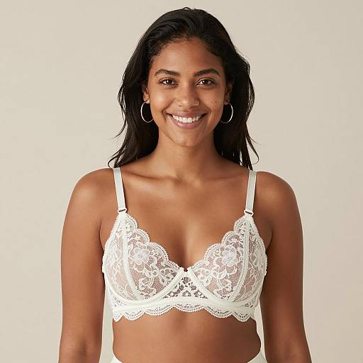 Smiling Woman in Lace Bra Portrait