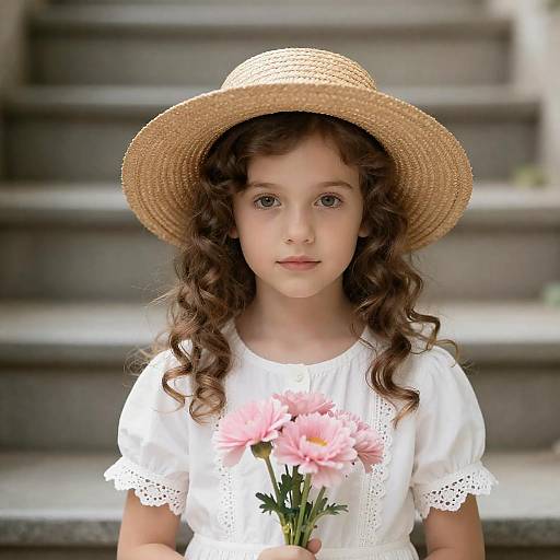 Charming Girl in Rustic Floral Setting