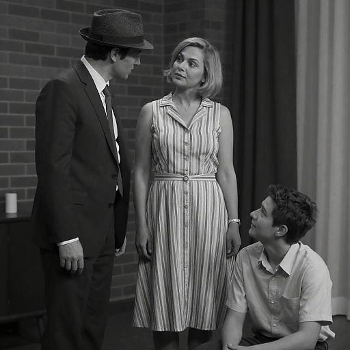 Classic Black-and-White Portrait in Room