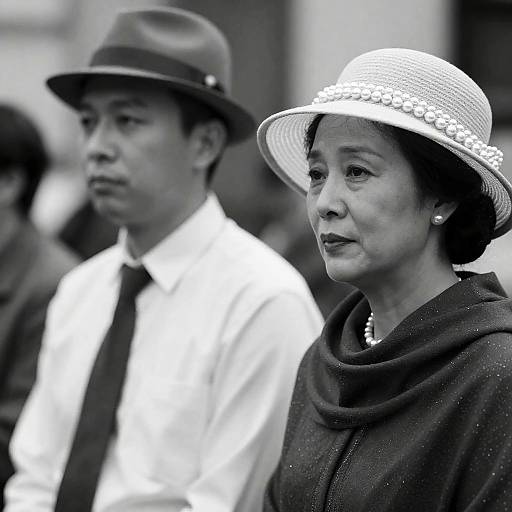 Elegant Black-and-White Portrait of Two