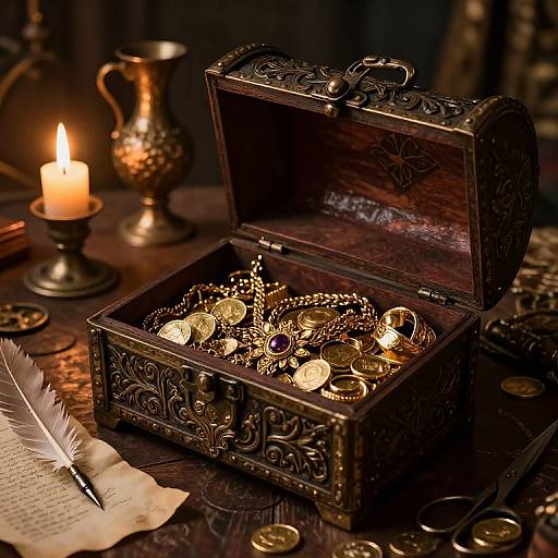 Medieval Treasure Chest in Candlelight