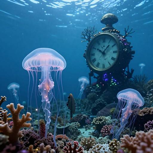 Surreal Underwater Dreamscape with Anglerfish