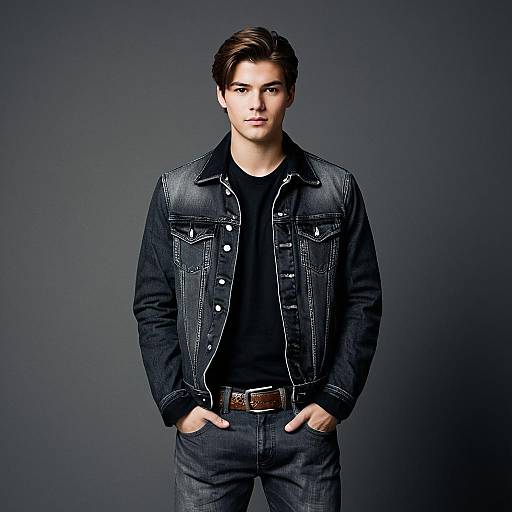 Young Man in Denim Jacket and Jeans