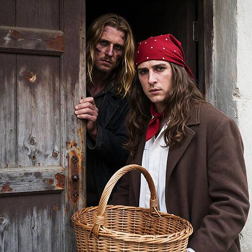 Intense Encounter at a Weathered Door