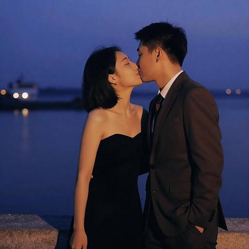 Dusk Waterfront Romantic Couple Portrait