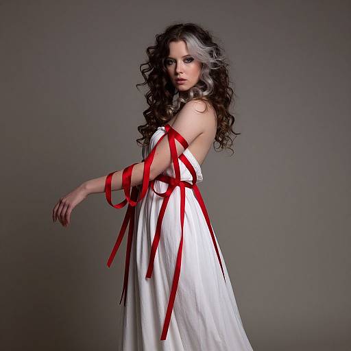 Ethereal Woman in Flowing Ribbons