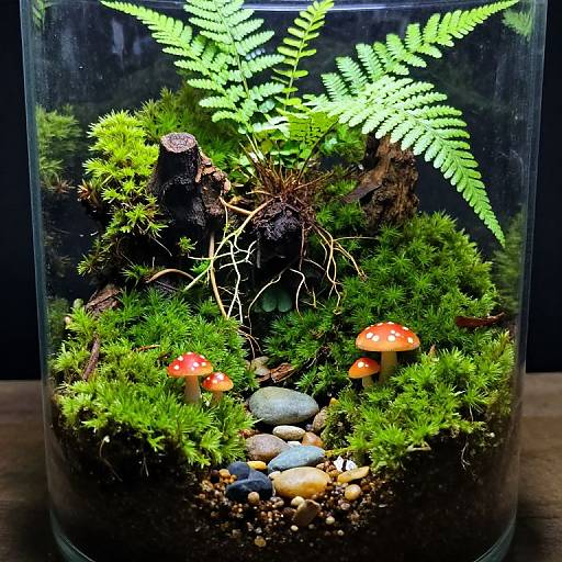 Miniature Terrarium with Moss and Mushrooms
