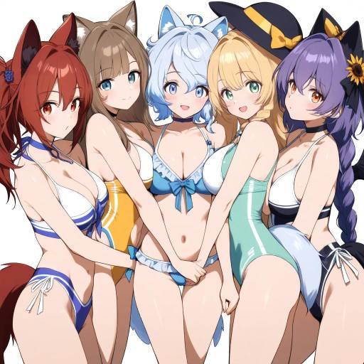 Colorful Swimwear Party with Fantasy Girls
