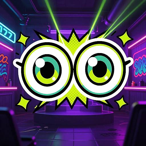 Neon Alien Eyes in Underground Club