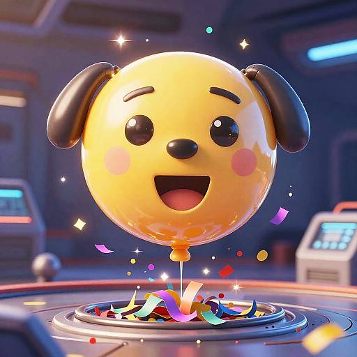 Playful Robot Dog Balloon in Sci-Fi