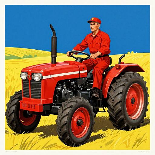 Heroic Soviet Tractor Driver Poster