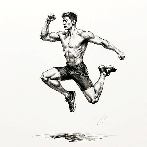 Dynamic Male Athlete Jump Sketch