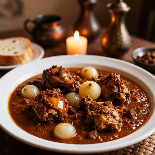 Candlelit Coffee Ceremony Doro Wat Close-Up