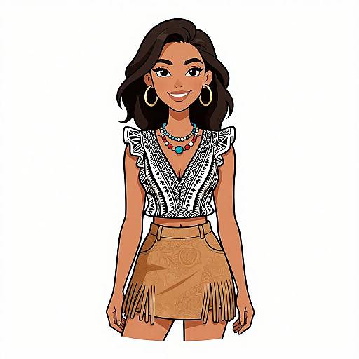 Bohemian Woman with Stylish Outfit