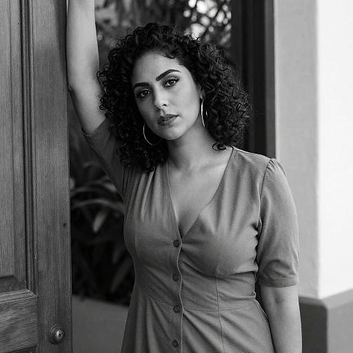 Elegant Woman in Black-and-White Portrait