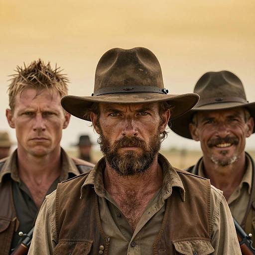 Western Men Against a Sunset Sky