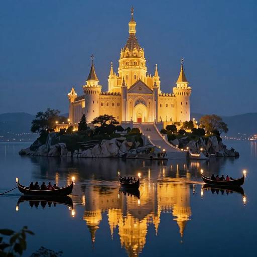 Majestic Glowing Castle on Floating Island