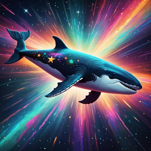 Whimsical Space Whale Under Starry Skies