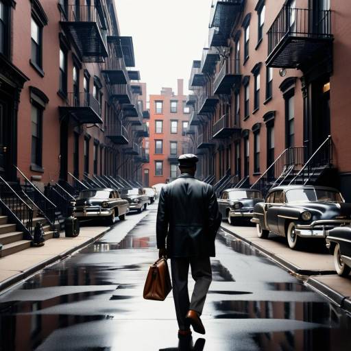 Man Walking in Harlem Renaissance Neighborhood