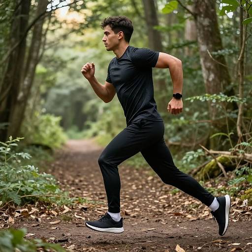 Dynamic Forest Sprint in Athleisure
