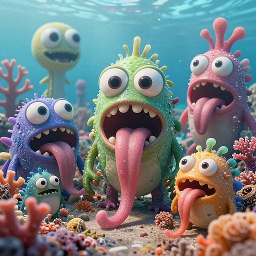 Colorful Shore with Strange Friendly Creatures