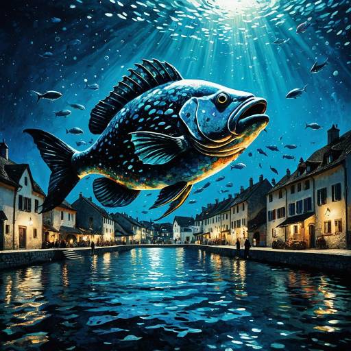 Giant Fish Over Village Square