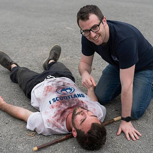 Dramatic Rescue Scene with Characters