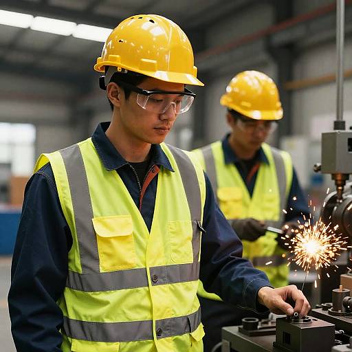 Industrial Workwear in Factory Scene