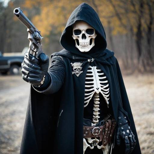 Mysterious Figure with Antique Firearm